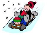 Children on a snow sledge
